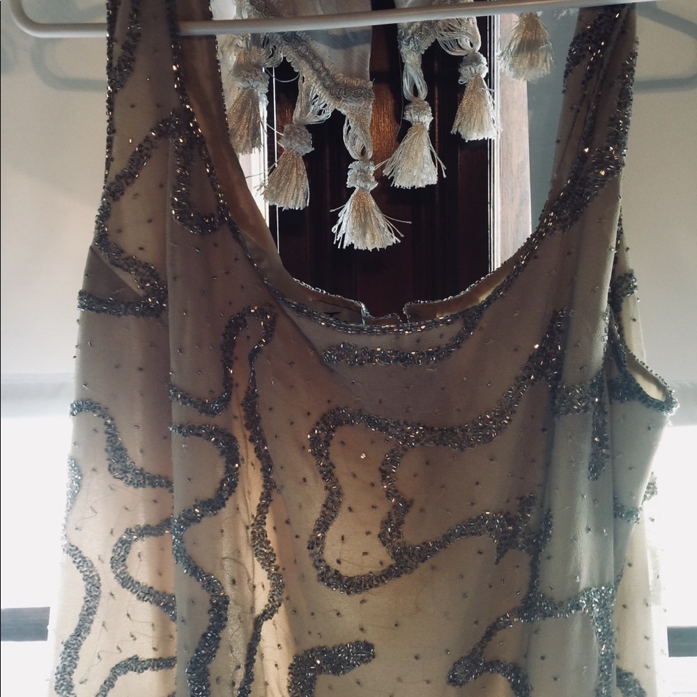 Long formal 2x beaded dress.